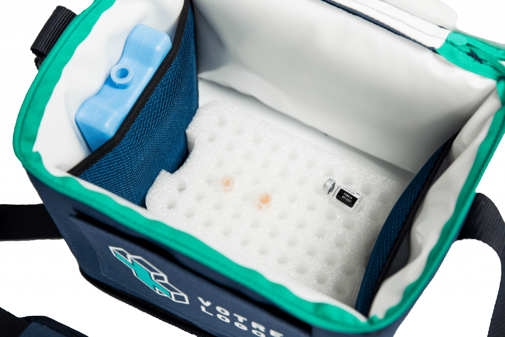 IsoCase 9L ouverte vue intérieure support vaccins accumulateur de froid