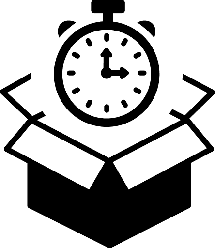 pictogramme chronomètre dans un carton